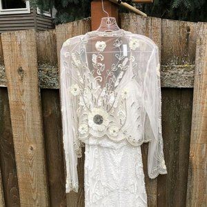 White/cream embellished bolero size large